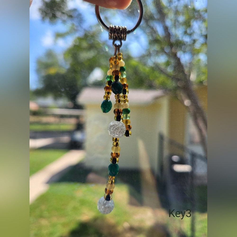 3- Handmade Gemstone Beads Keychain